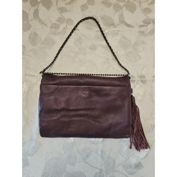 Aimee Kestenberg Purse Leather Fringe Tassel Flap Double Entry Chain Strap Boho - Picture 7 of 16